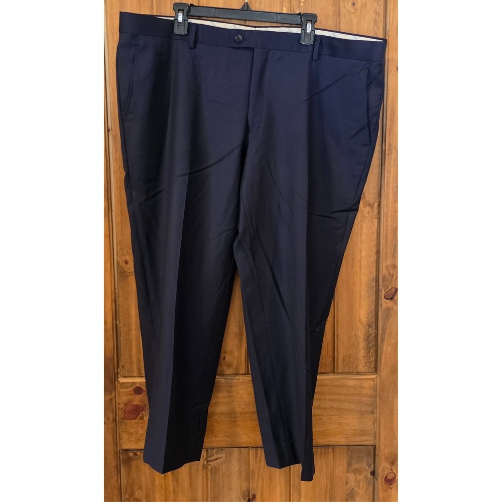 Mantoni Dress Pants Mens 44 Navy Blue Virgin Wool Super Fine Wrinkle‎ Resistant